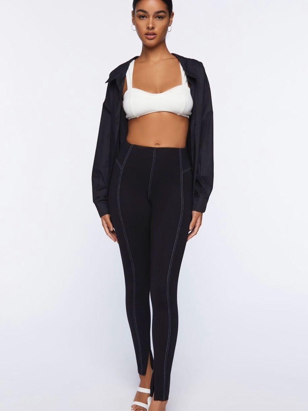 NWT❤️ forever 21 Topstitched Split-Hem Leggings